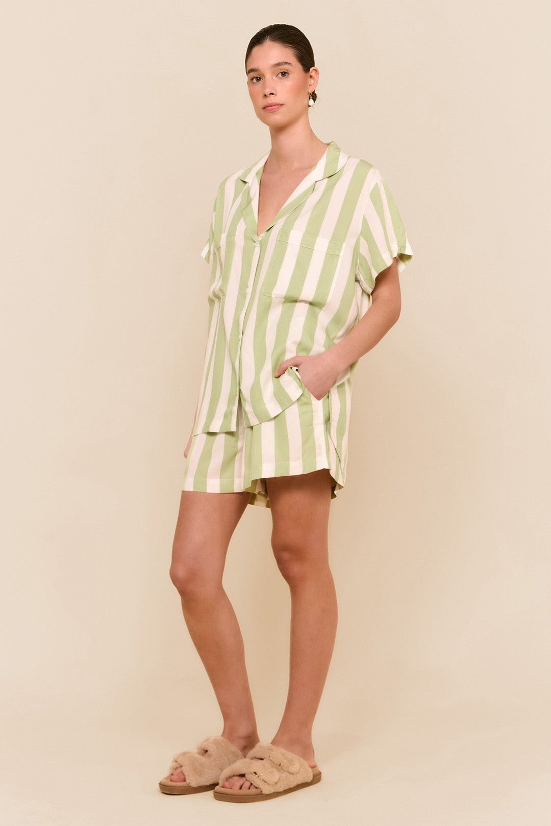 Abigail Sleep Set - Stripe - Margarita Green