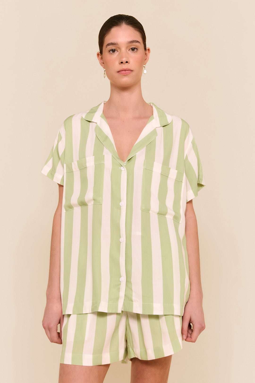 Abigail Sleep Set - Stripe - Margarita Green