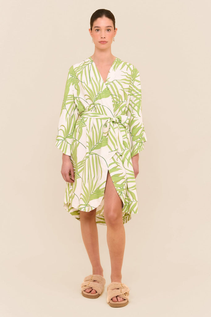 Short Kimono Robe - Jungle Palm