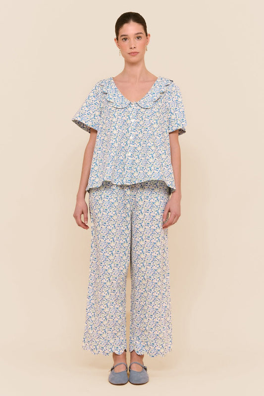 Penelope Sleep Set - Pants - Cotton - Floret Blue