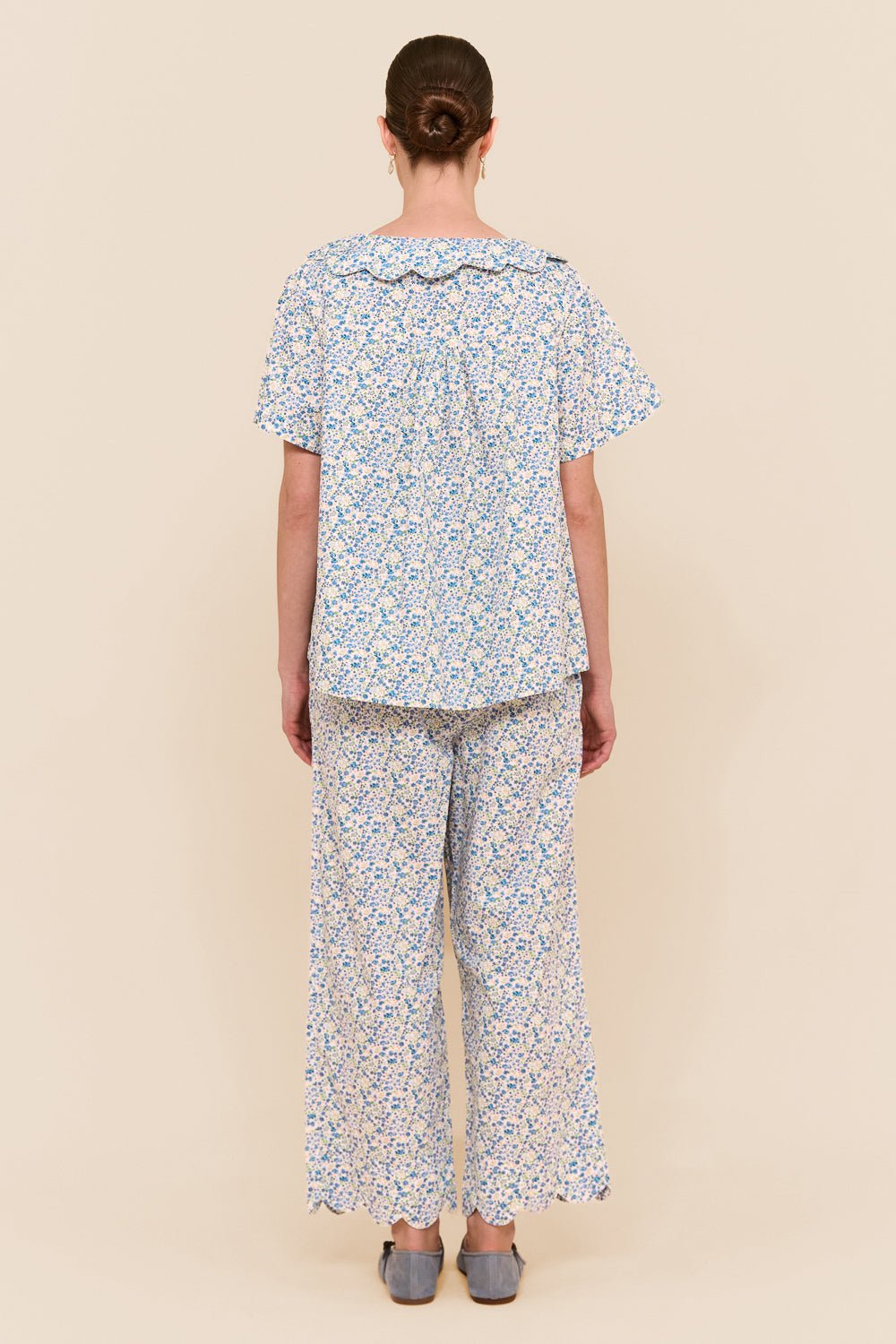 Penelope Sleep Set - Pants - Cotton - Floret Blue