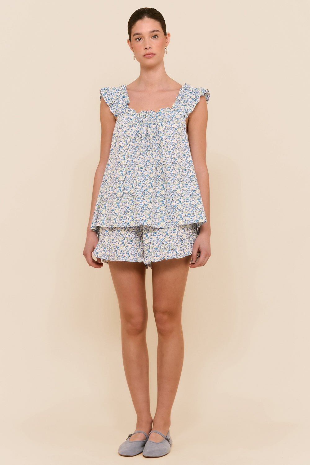 Nicolette Sleep Set - Cotton - Floret Blue