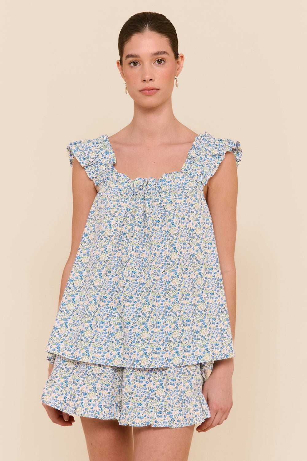 Nicolette Sleep Set - Cotton - Floret Blue – Piyama USD