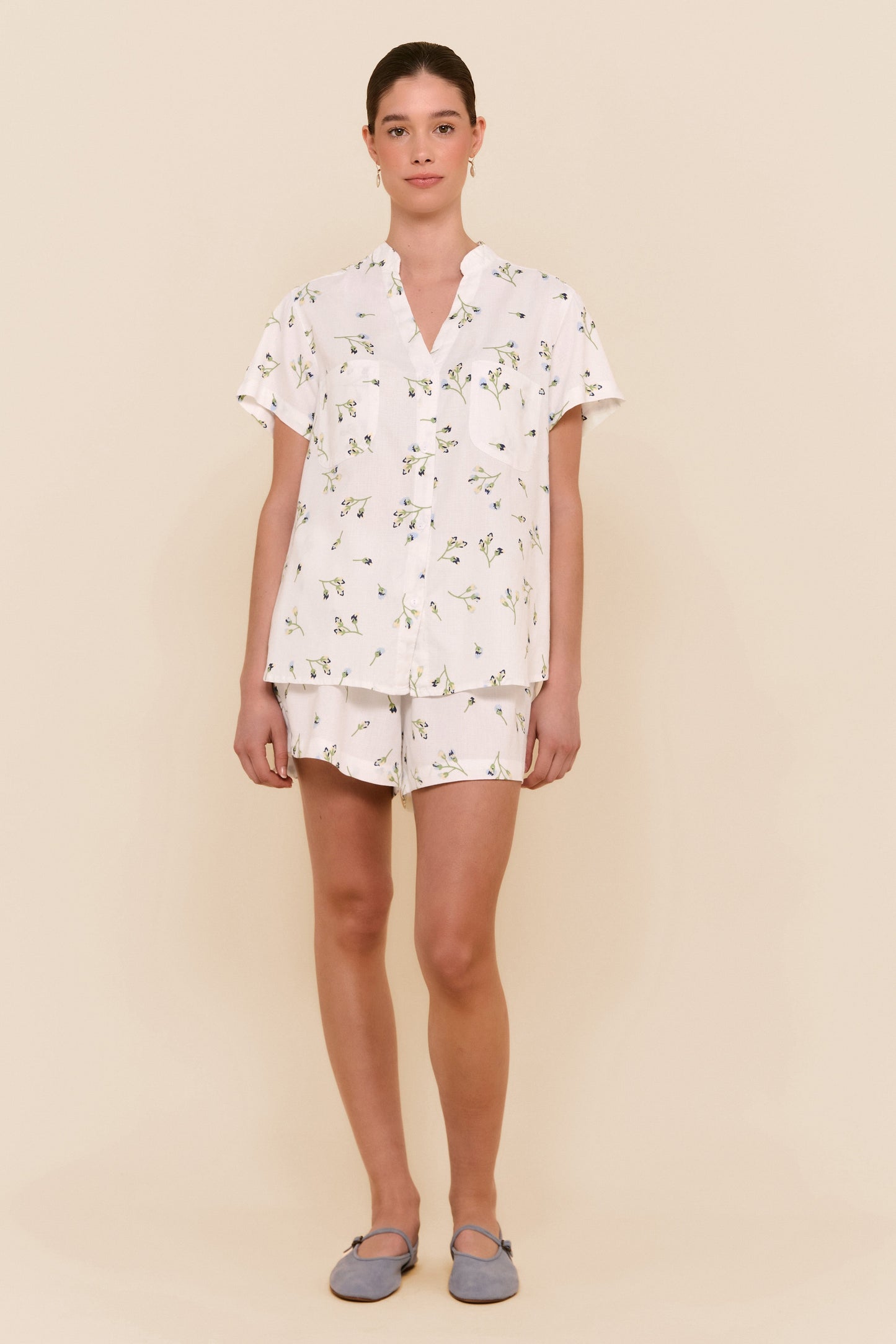 Maggie Pajama Set - Lyocell Linen - Bluebell