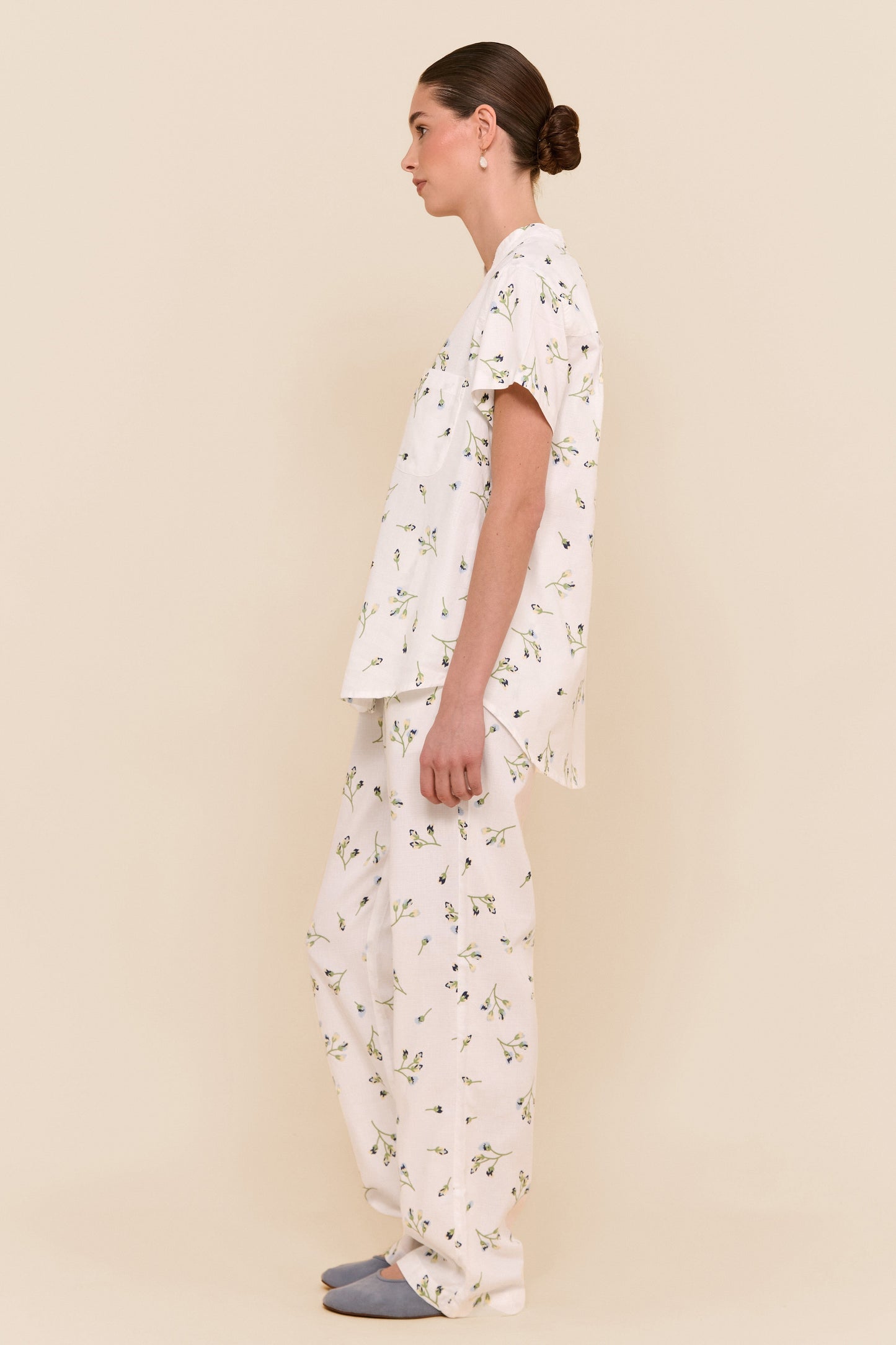 Maggie Pajama Set - Long Pants - Lyocell Linen - Bluebell