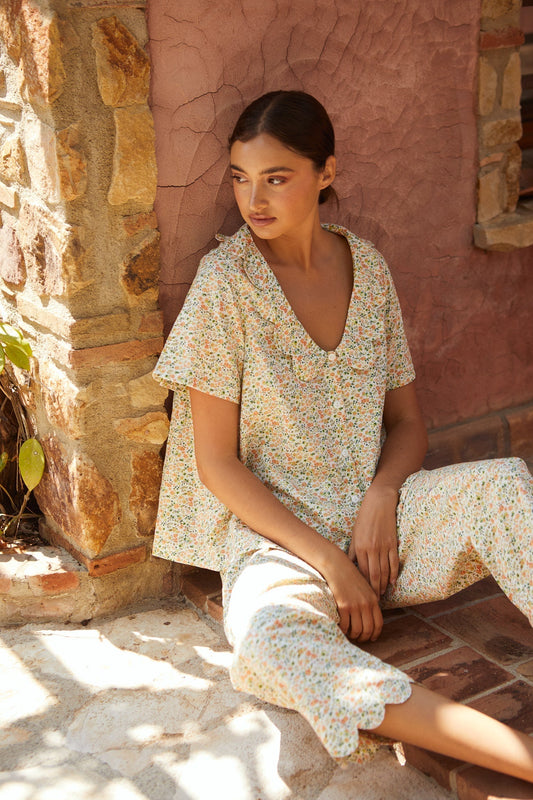 Penelope Sleep Set - Pants - Floret Green