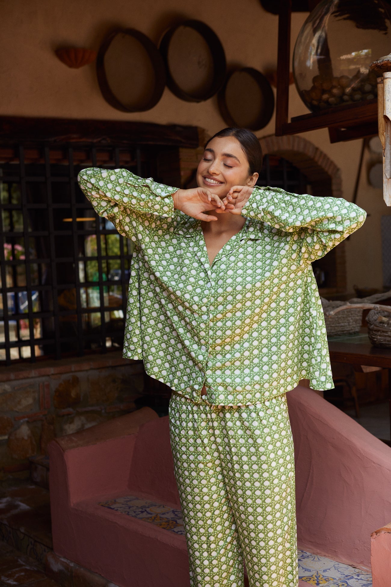 Lounge Set - Long - Rattan Green