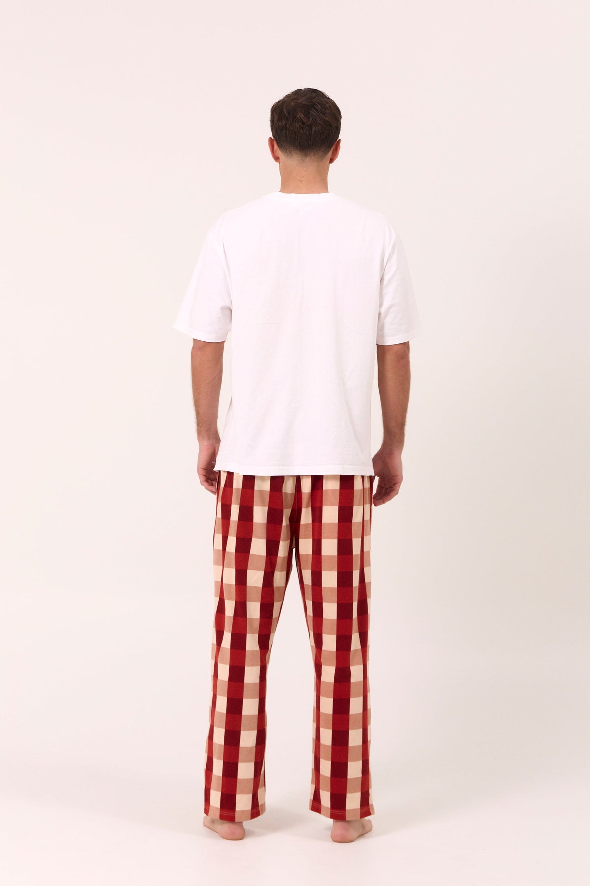 Mens Lounge Pants - Cotton Jersey - Holiday Plaid