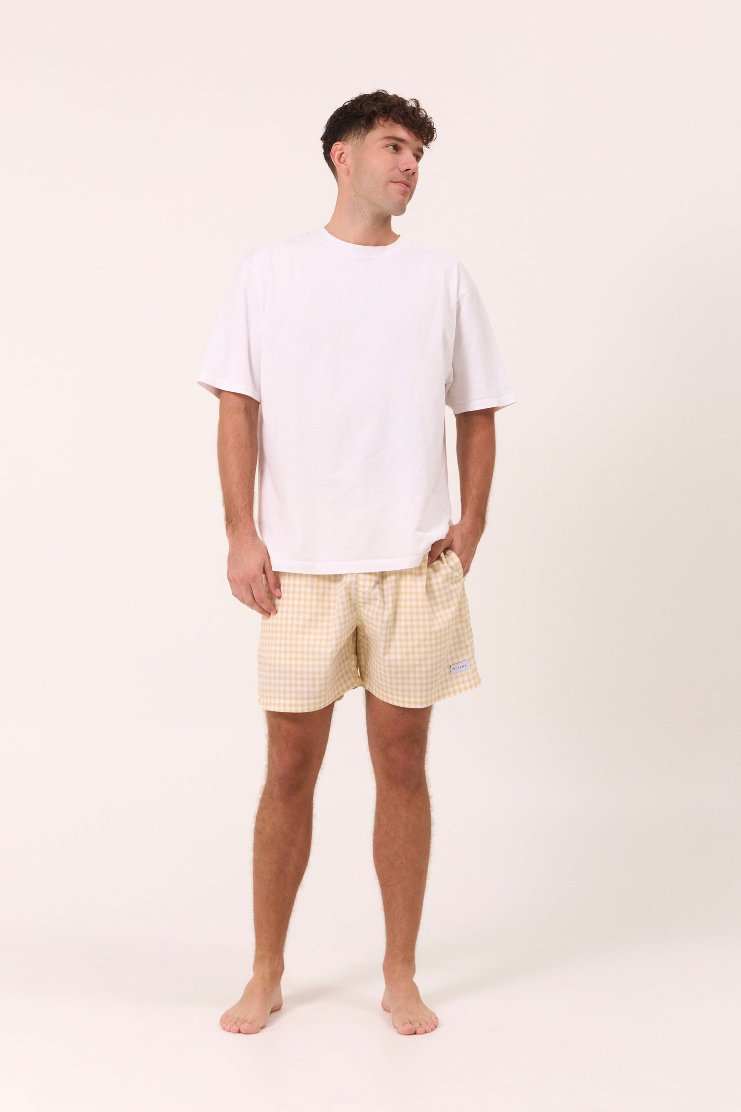 Mens Boxer Shorts - Gingham - Yellow