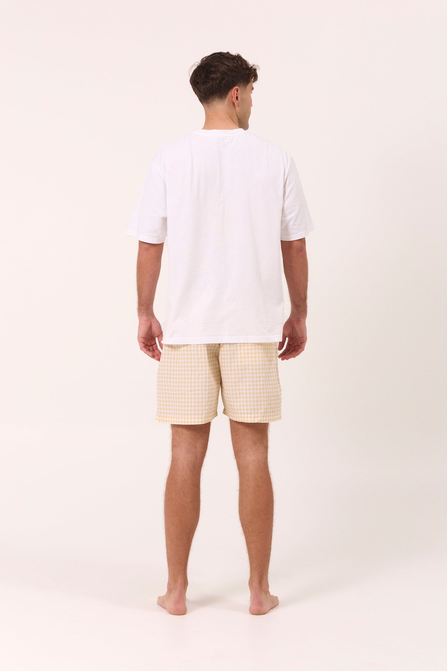Mens Boxer Shorts - Gingham - Yellow