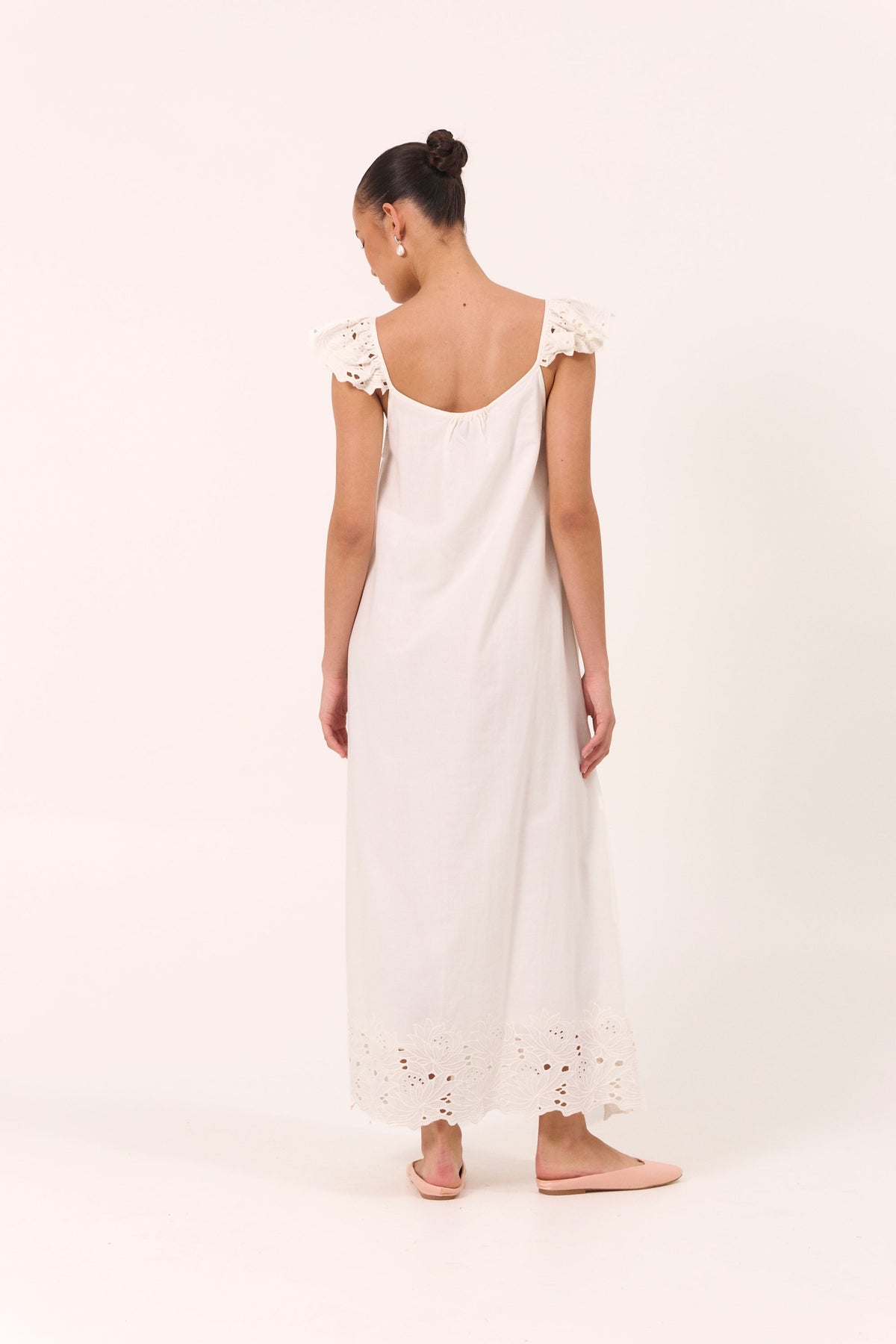 Piyama Indah Lounge Dress in Vanilla – white lounge dress in cotton – image 10