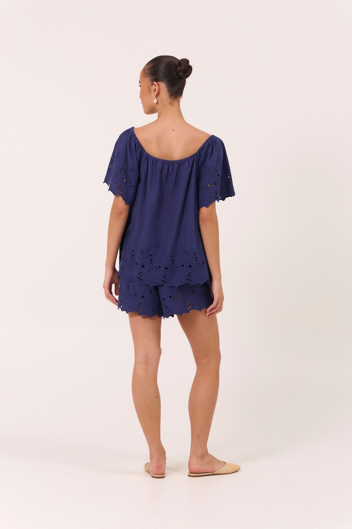 Piyama Betty Lounge Set in Twilight Blue – blue and navy lounge set – top and shorts in cotton – image 7