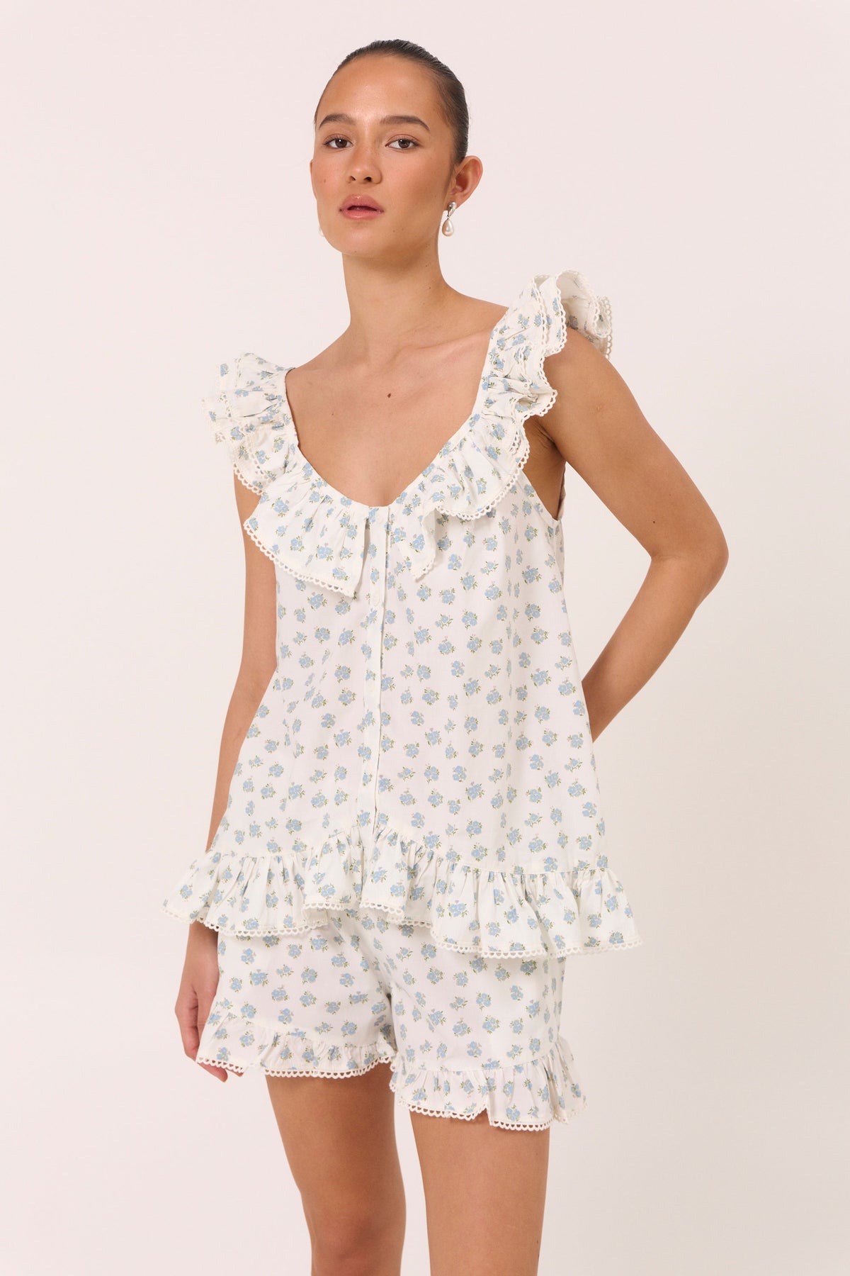 Romy Sleep Set - Cotton Modal - Meadow Blue