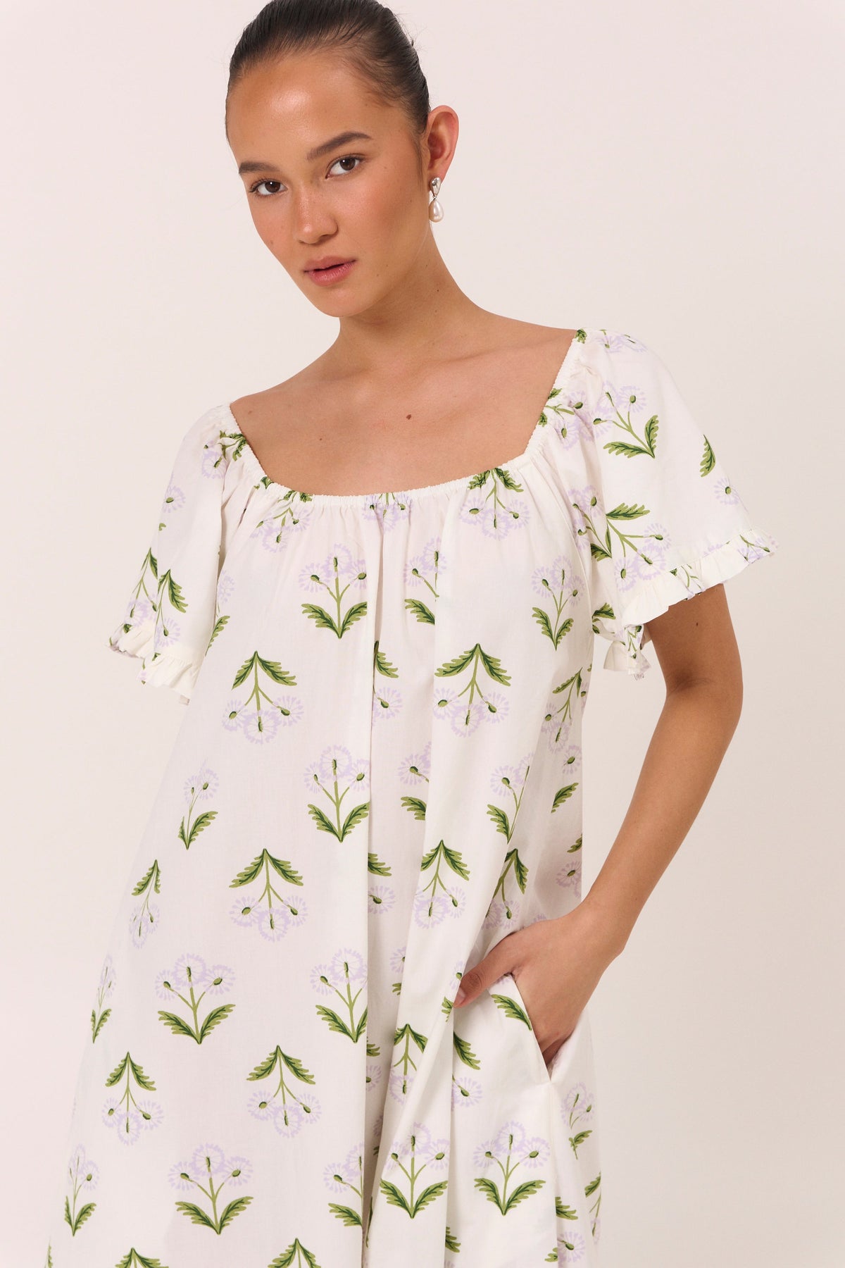 Betty Lounge Dress - Long - Cotton Modal - Dandelion Lilac