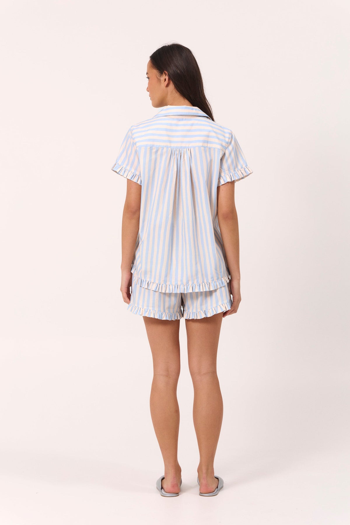Felicity Frill Set - Freehand Stripe - Milky Blue