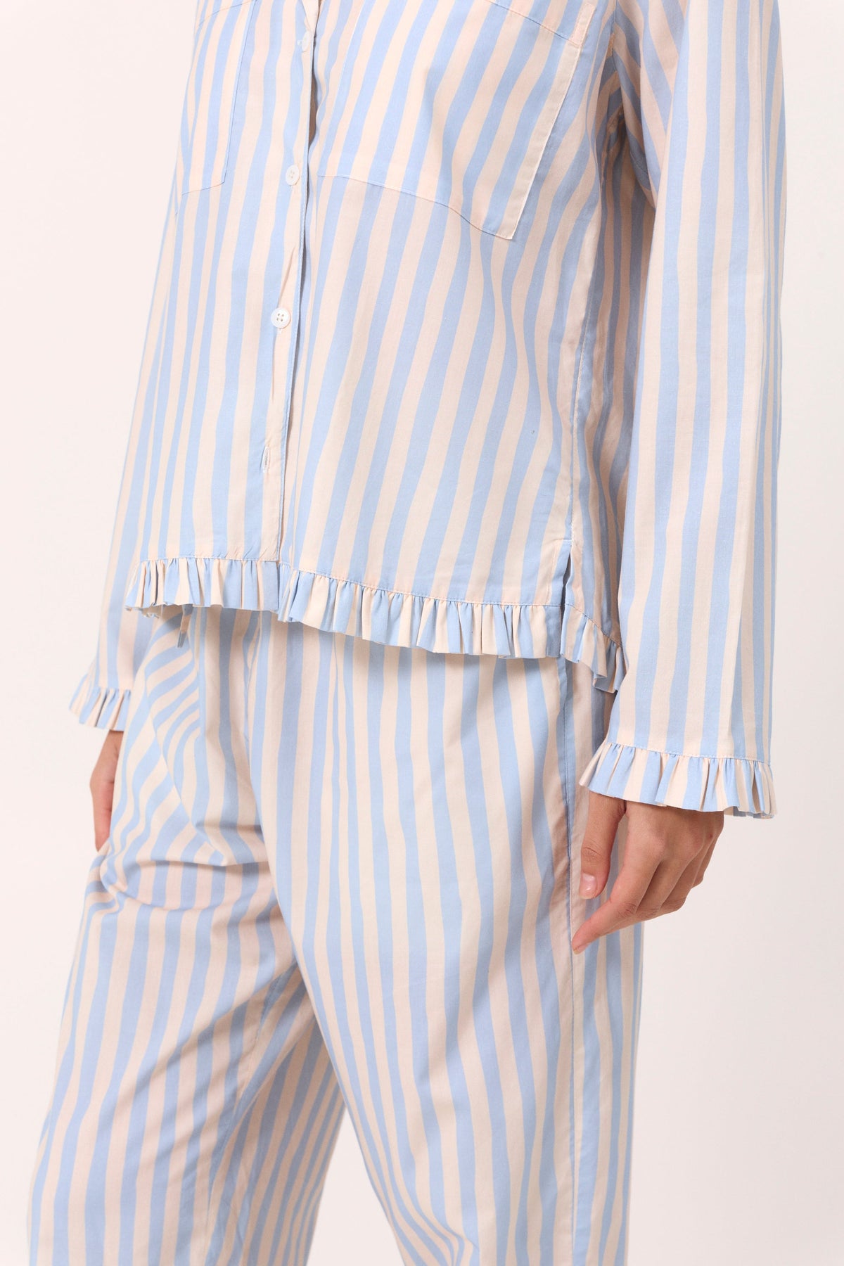Felicity Frill Set - Long - Freehand Stripe - Milky Blue