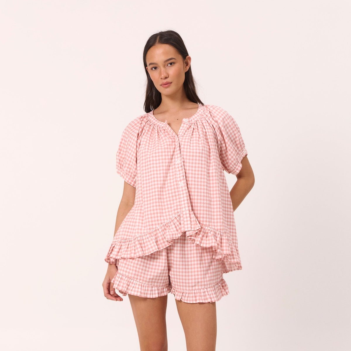 Sophie Sleep Set - Gingham - Petal Pink