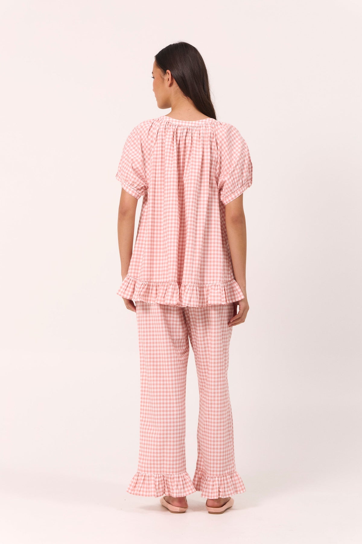 Sophie Sleep Set - Pants - Gingham - Petal Pink