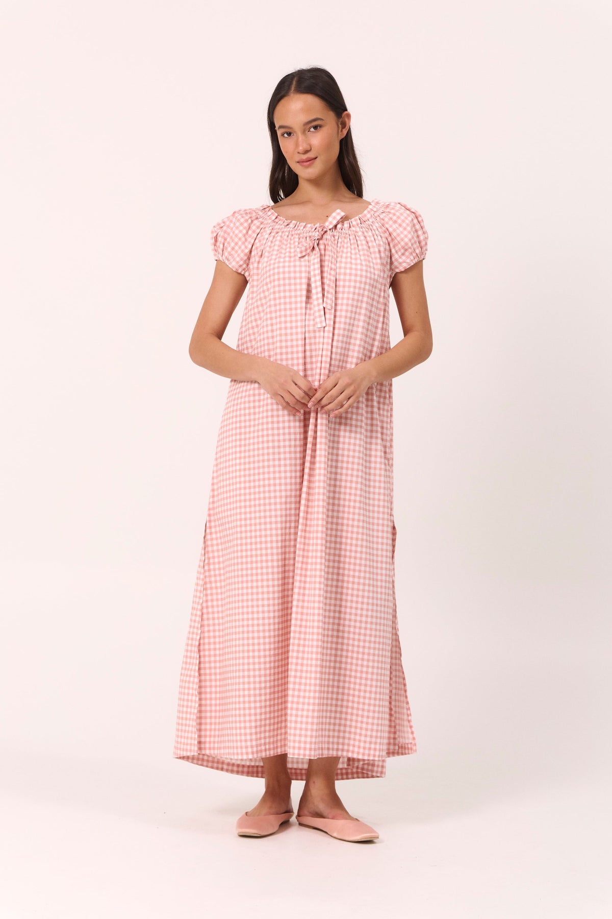 Lily Lounge Dress - Gingham - Petal Pink