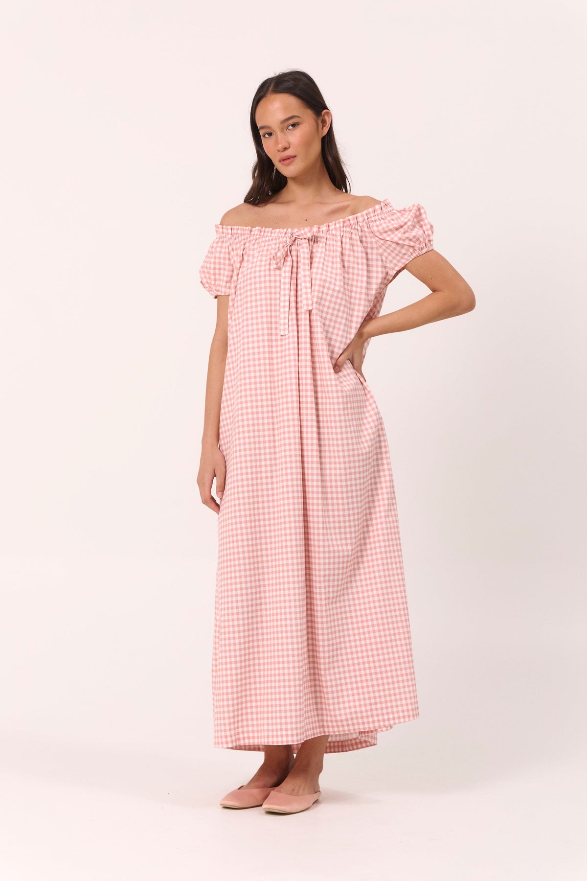 Lily Lounge Dress - Gingham - Petal Pink
