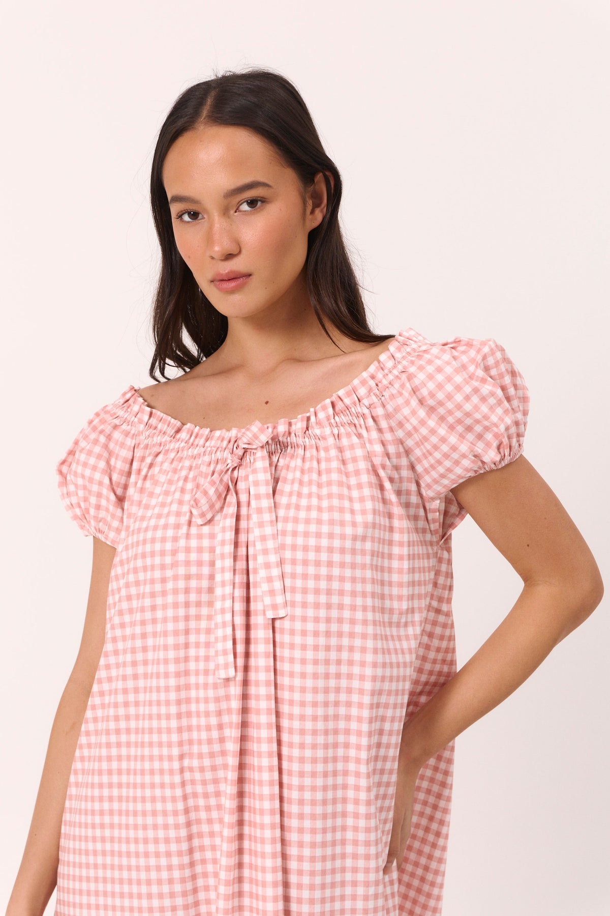 Lily Lounge Dress - Gingham - Petal Pink