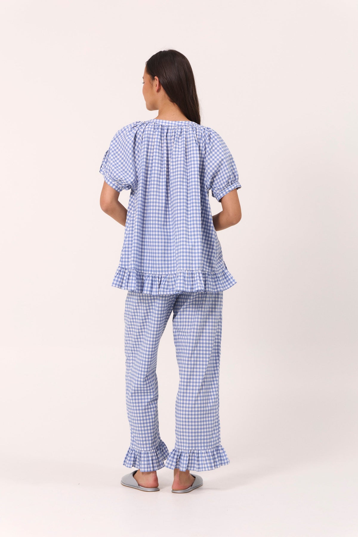 Sophie Sleep Set - Pants - Gingham - French Blue