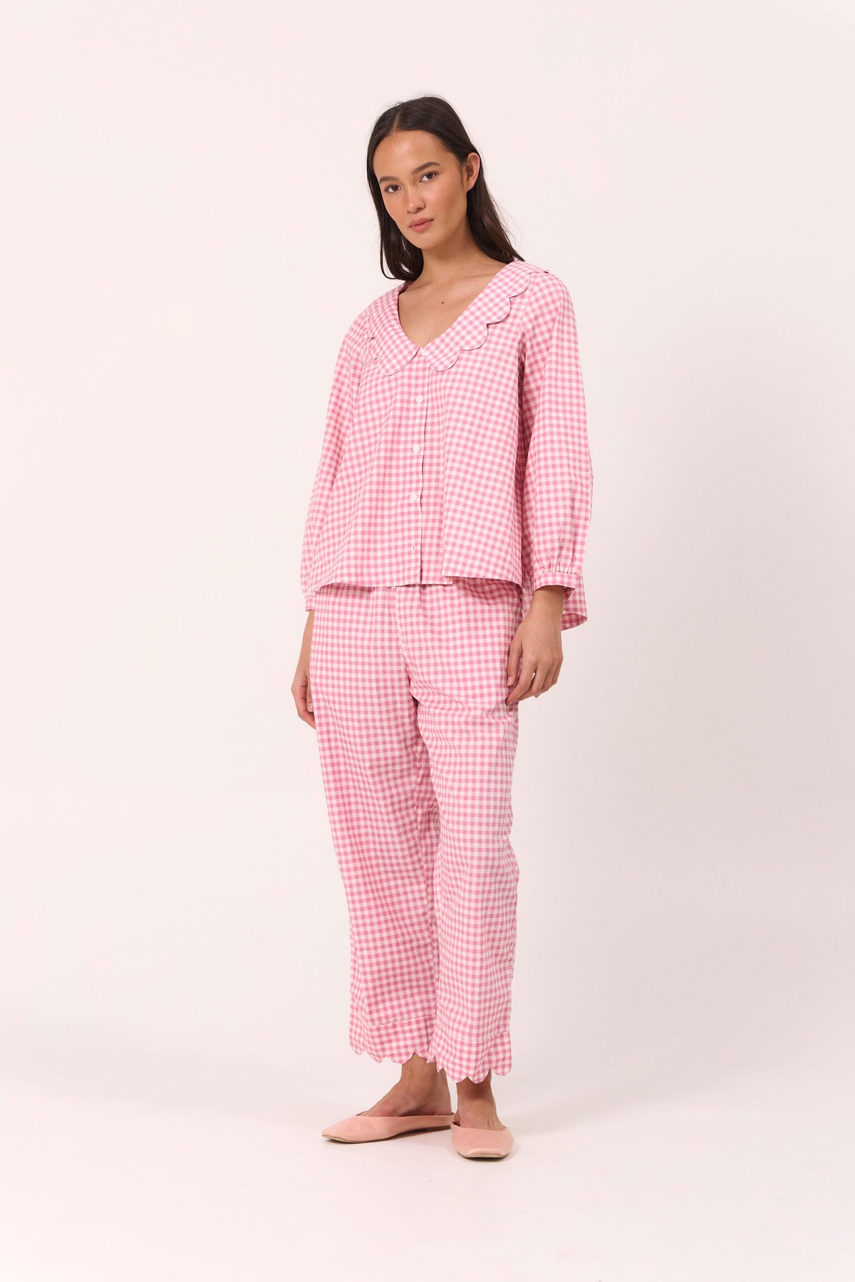 Penelope Sleep Set - Long - Gingham - Berry