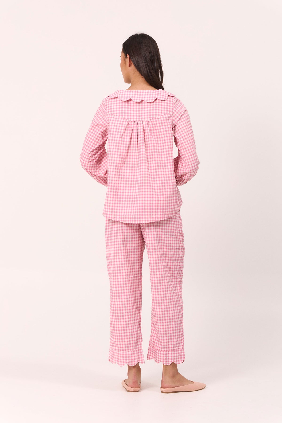 Penelope Sleep Set - Long - Gingham - Berry