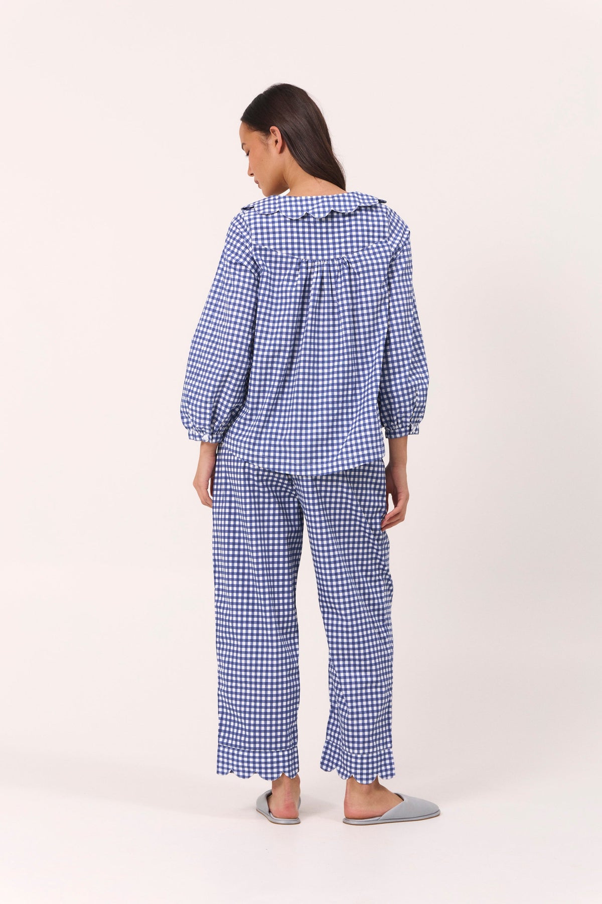 Penelope Sleep Set - Long - Gingham - Navy