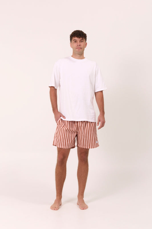 Mens Boxers - Cotton Modal - Stripe Mocha