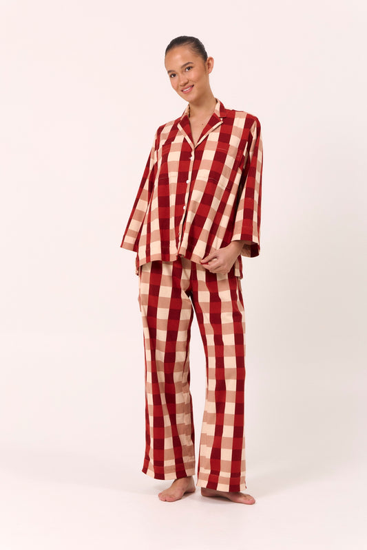 Peta Lounge Set - Cotton Jersey - Holiday Plaid