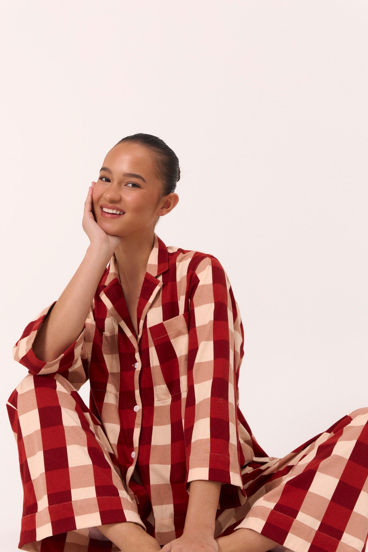 Peta Lounge Set - Cotton Jersey - Holiday Plaid