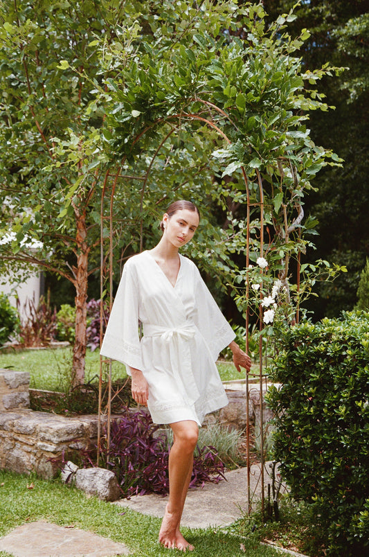 Giselle Bridal Robe - Cotton Modal Off White