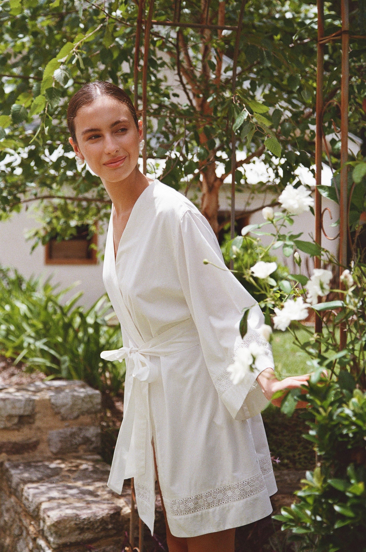 Giselle Bridal Robe - Cotton Modal Off White