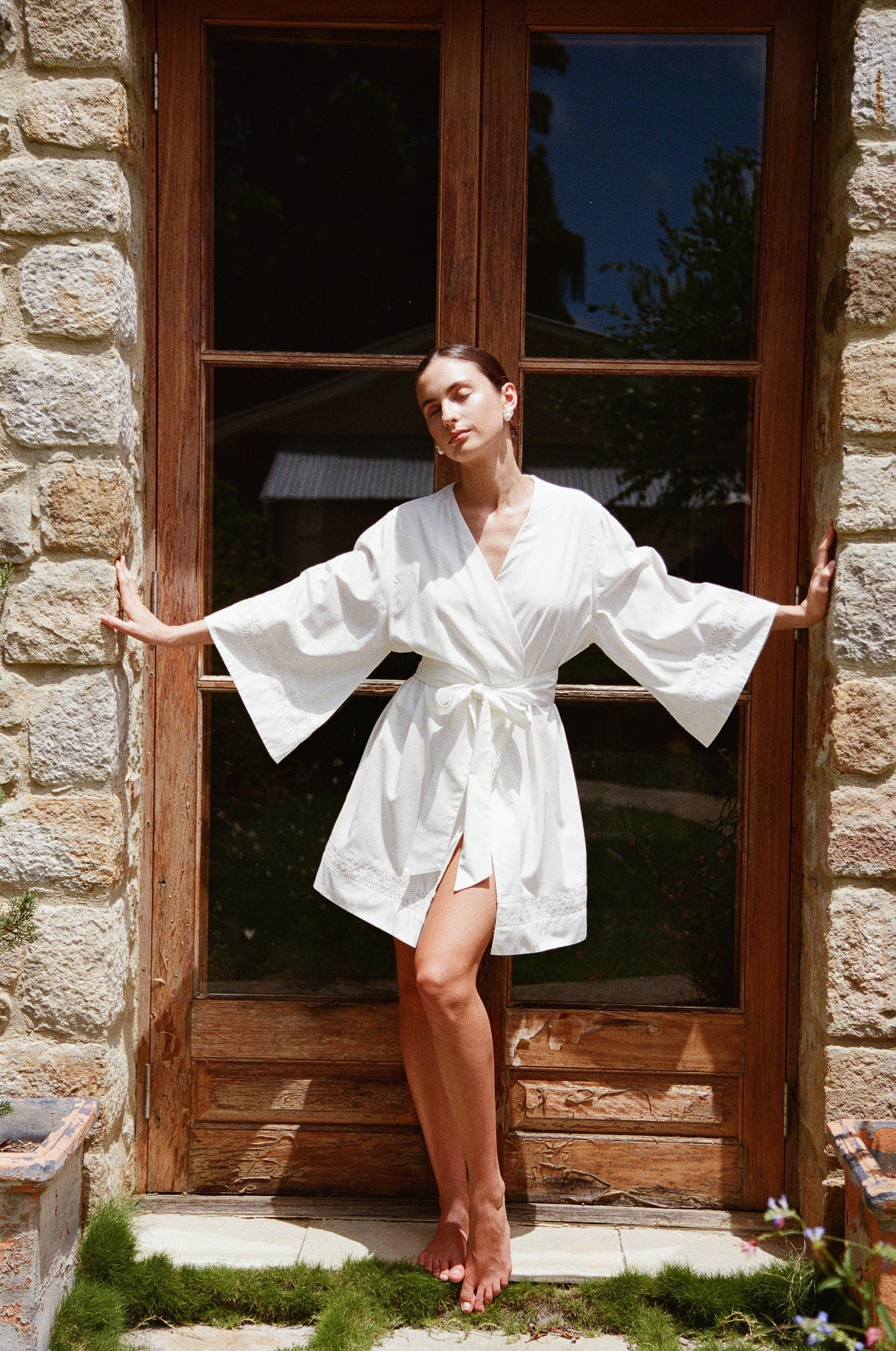 Giselle Bridal Robe - Cotton Modal Off White