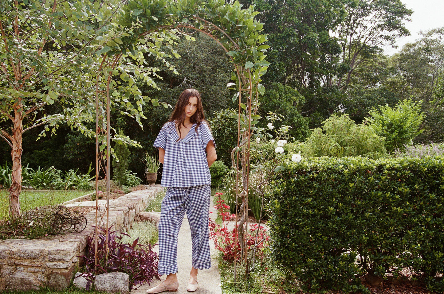 Penelope Sleep Set - Pants - Gingham - Navy