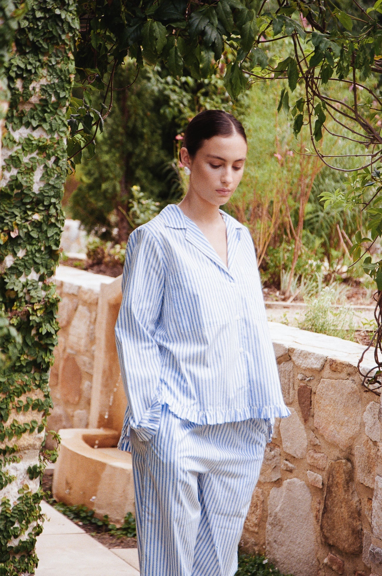 Felicity Frill Set - Long - Pinstripe Blue