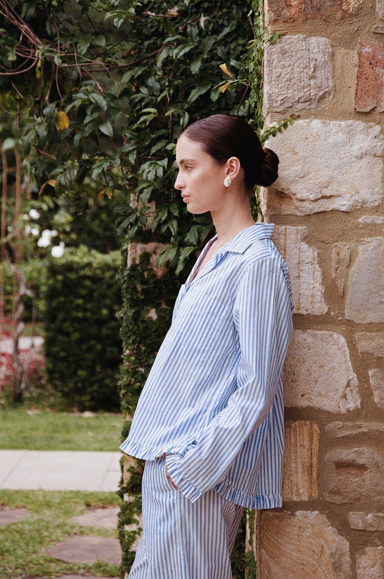 Felicity Frill Set - Long - Pinstripe Blue