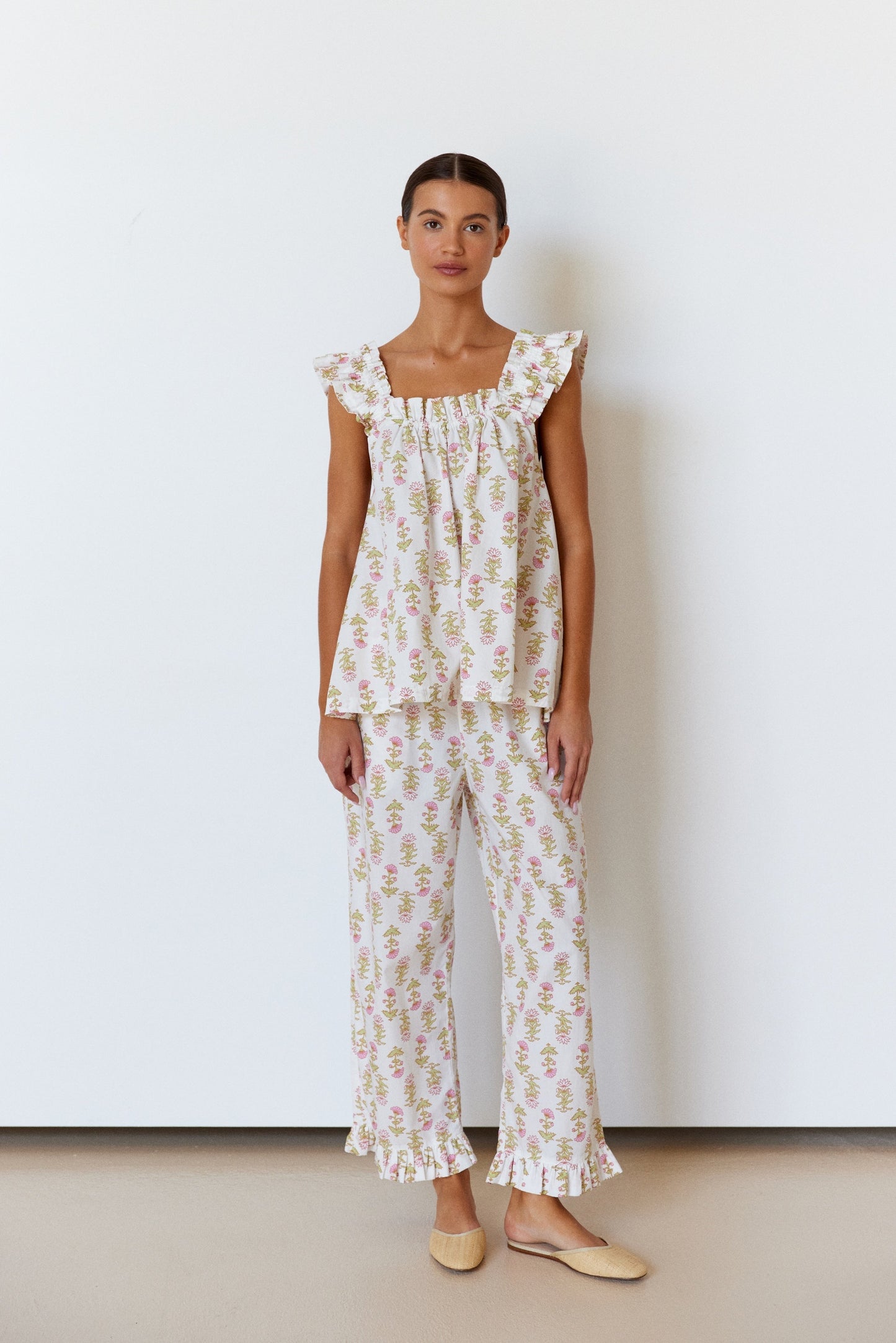 Nicolette Sleep Set - Pants - Cotton - Lotus Flower
