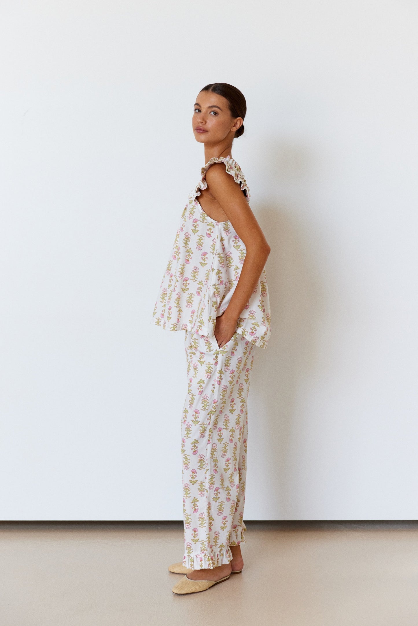 Nicolette Sleep Set - Pants - Cotton - Lotus Flower