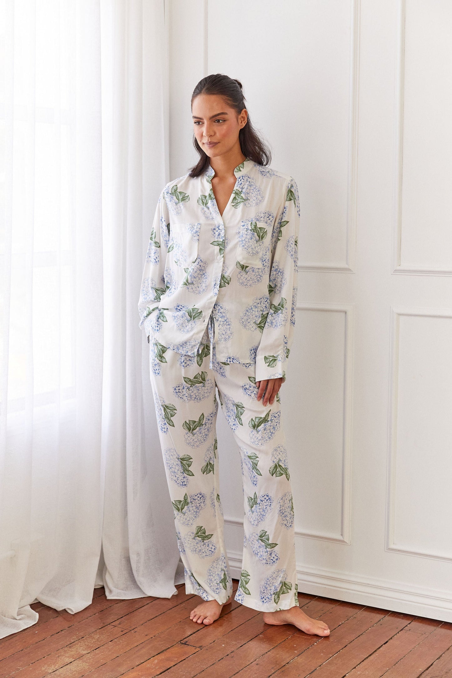 Maggie Pajama Set - Long - Hydrangea Blue