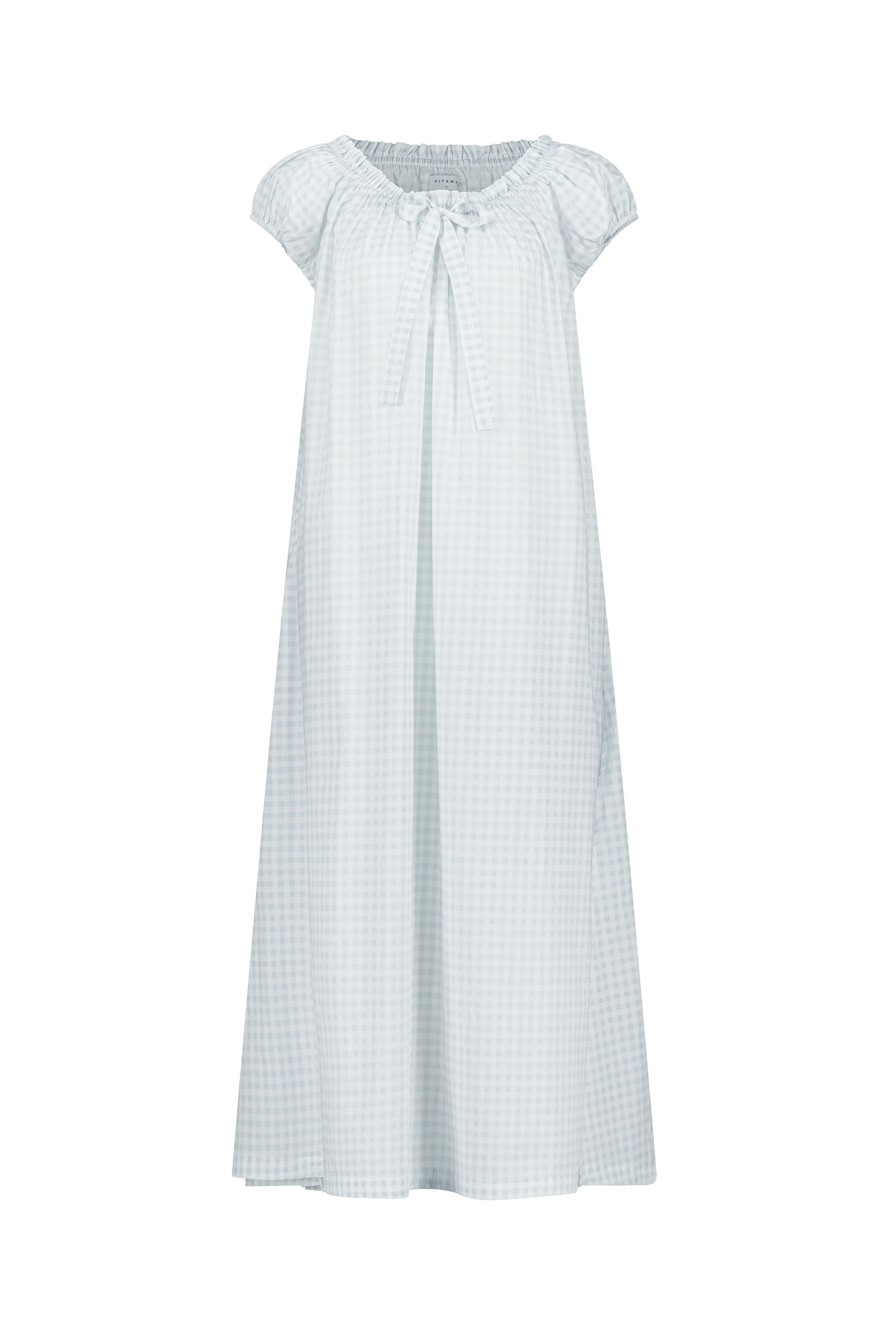 Lily Lounge Dress - Long - Cotton - Gingham Pale Blue