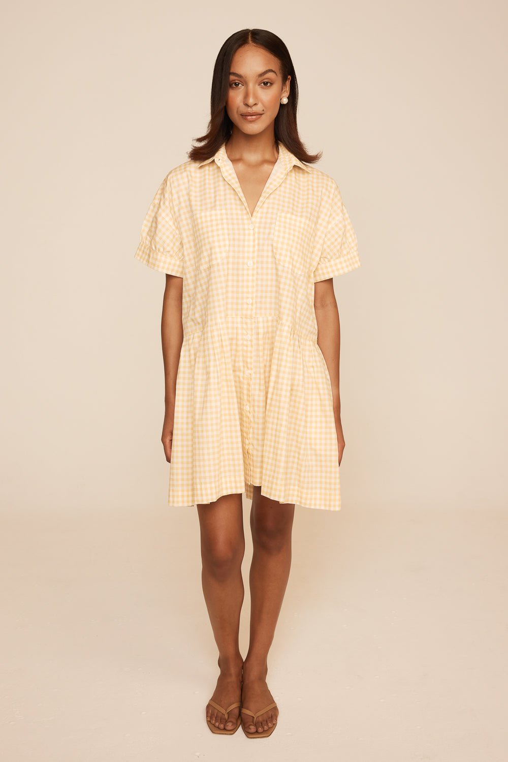 Cosima Dress - Cotton - Gingham Yellow