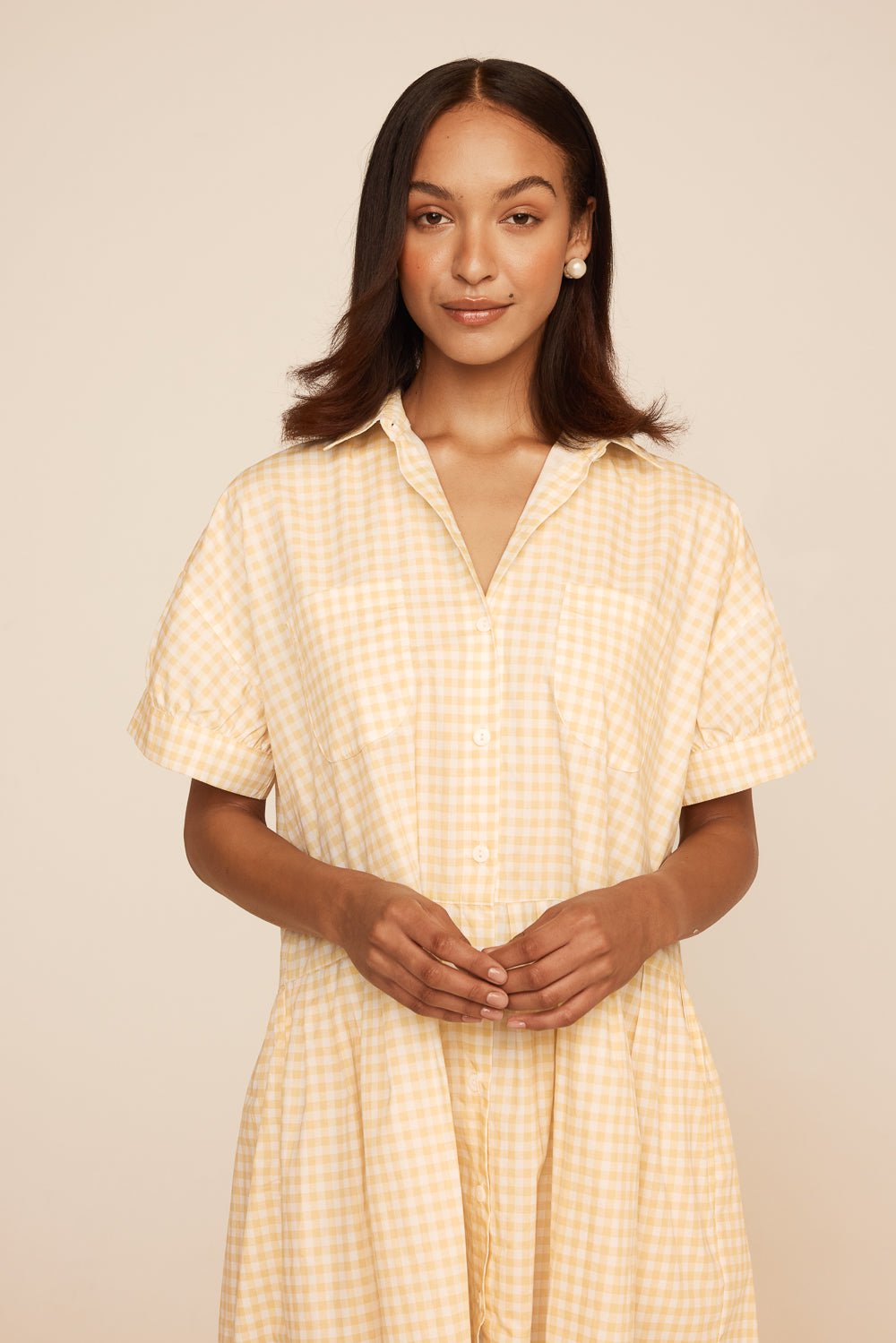 Cosima Dress - Cotton - Gingham Yellow