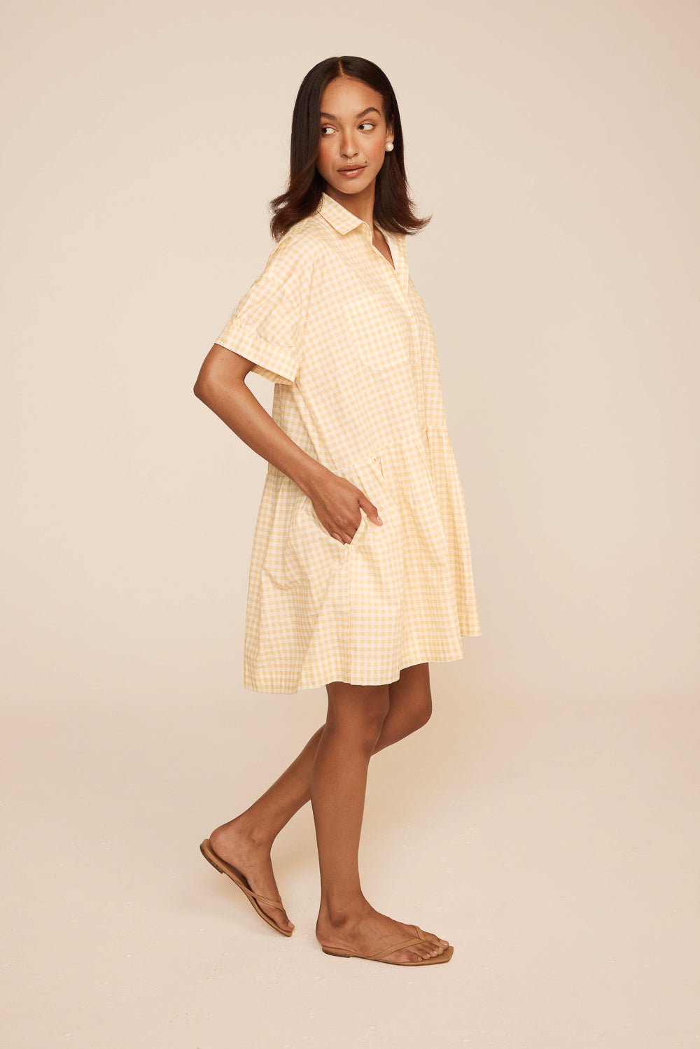 Cosima Dress - Cotton - Gingham Yellow