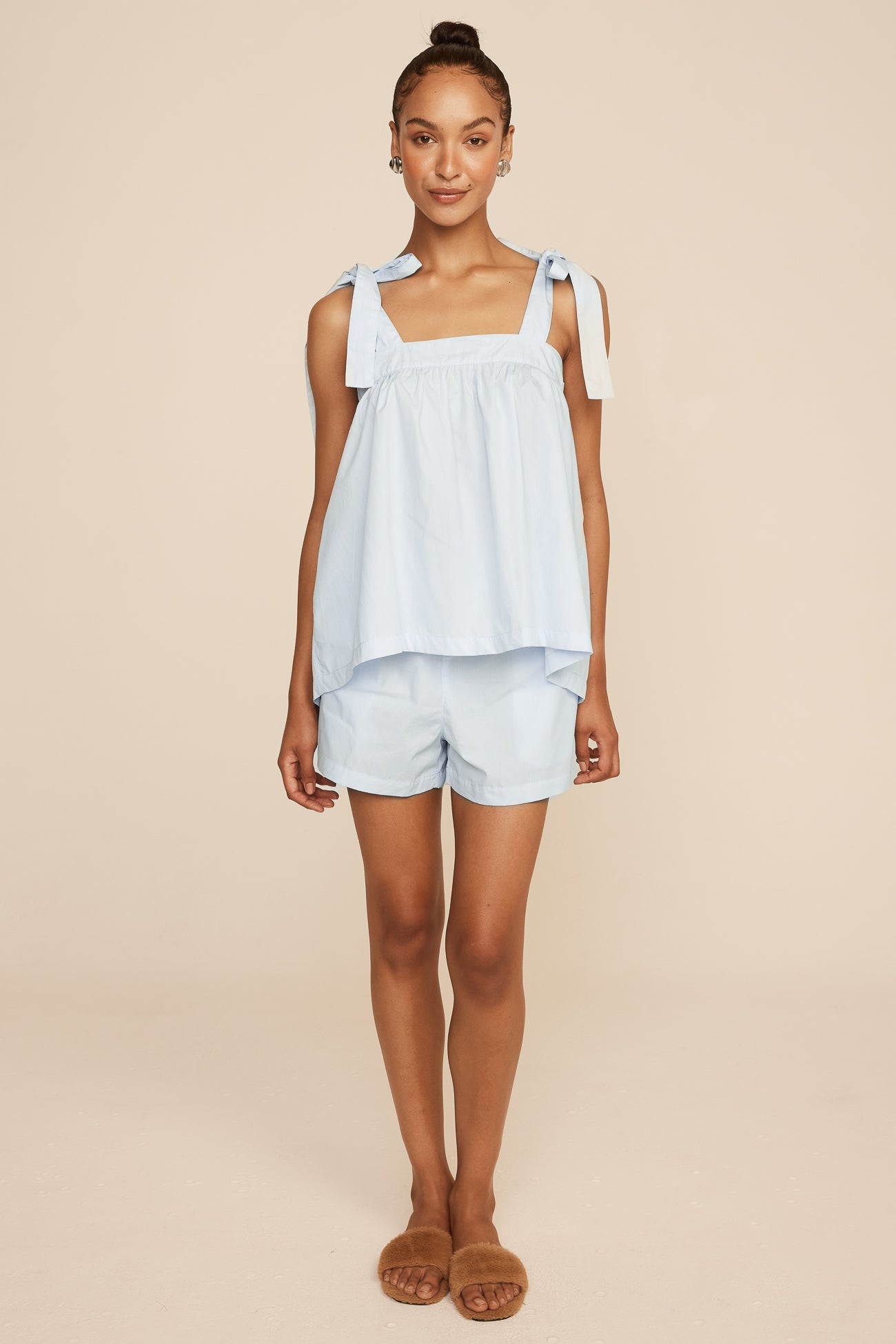 Suzie Tie Sleep Set - Cotton - Baby Blue