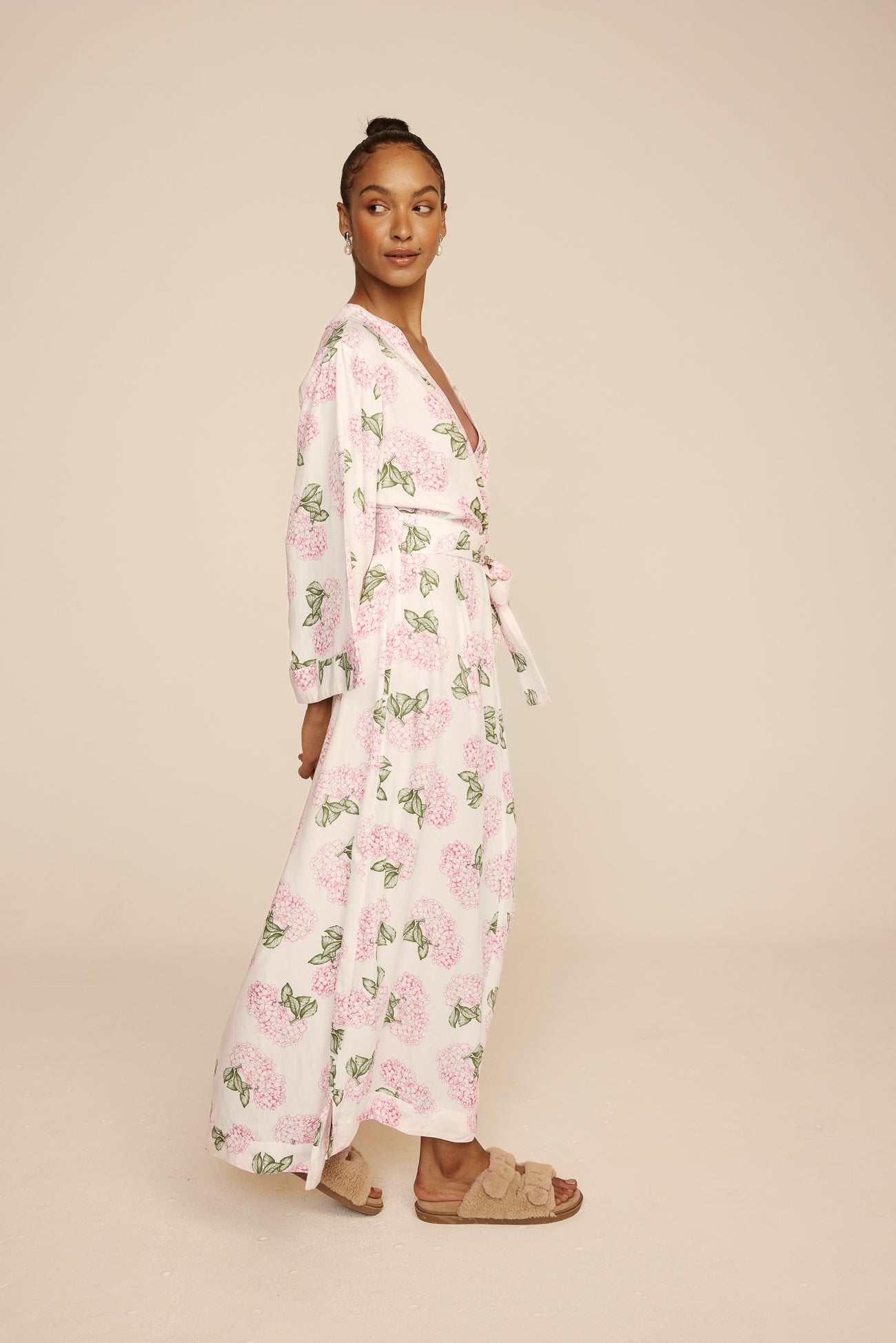 Alice Kimono Robe Long Hydrangea Pink