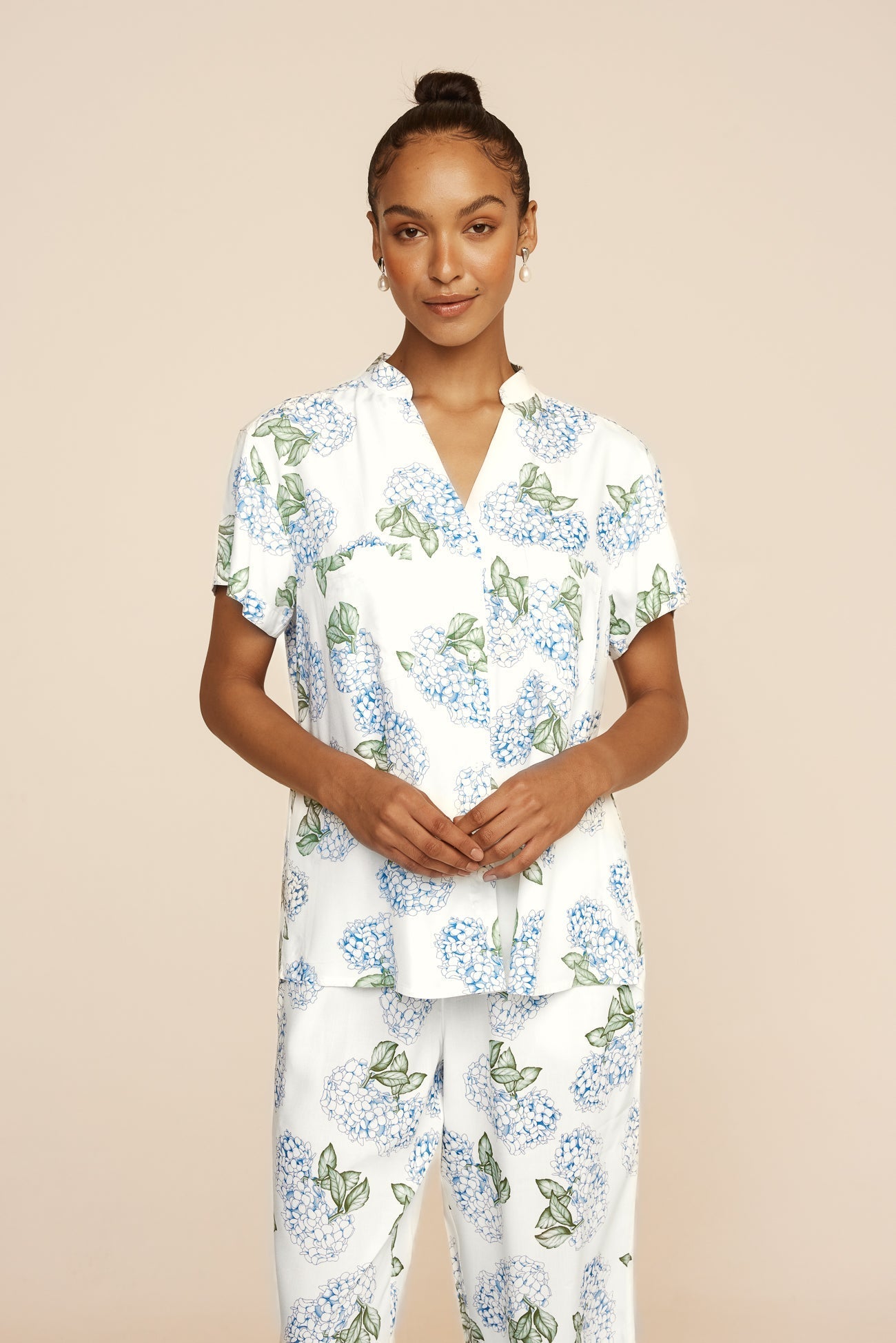 Maggie Pajama Set - Long Pants - Hydrangea Blue