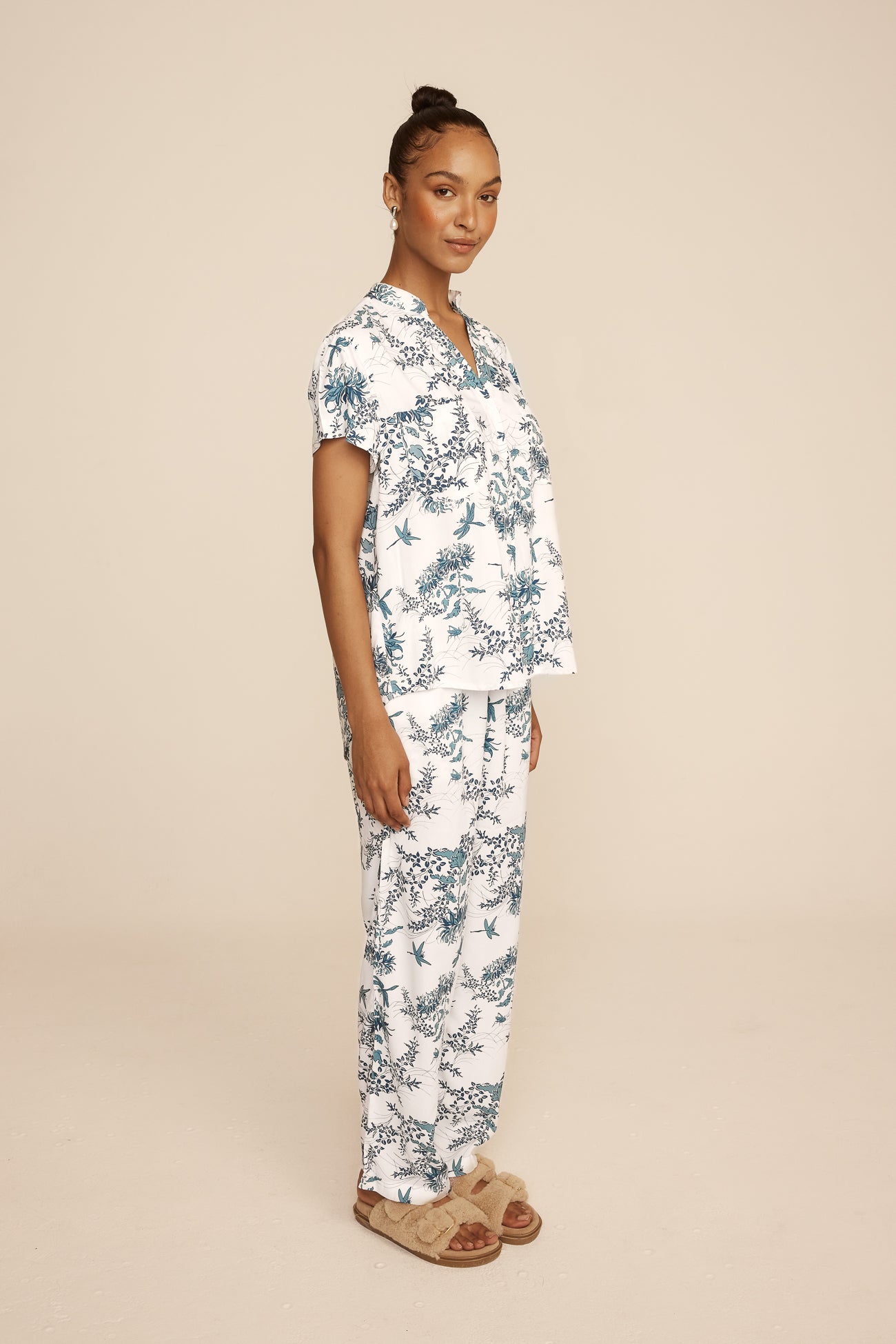 Maggie Pajama Set - Long Pants - Summer Toile - Aegean Blue