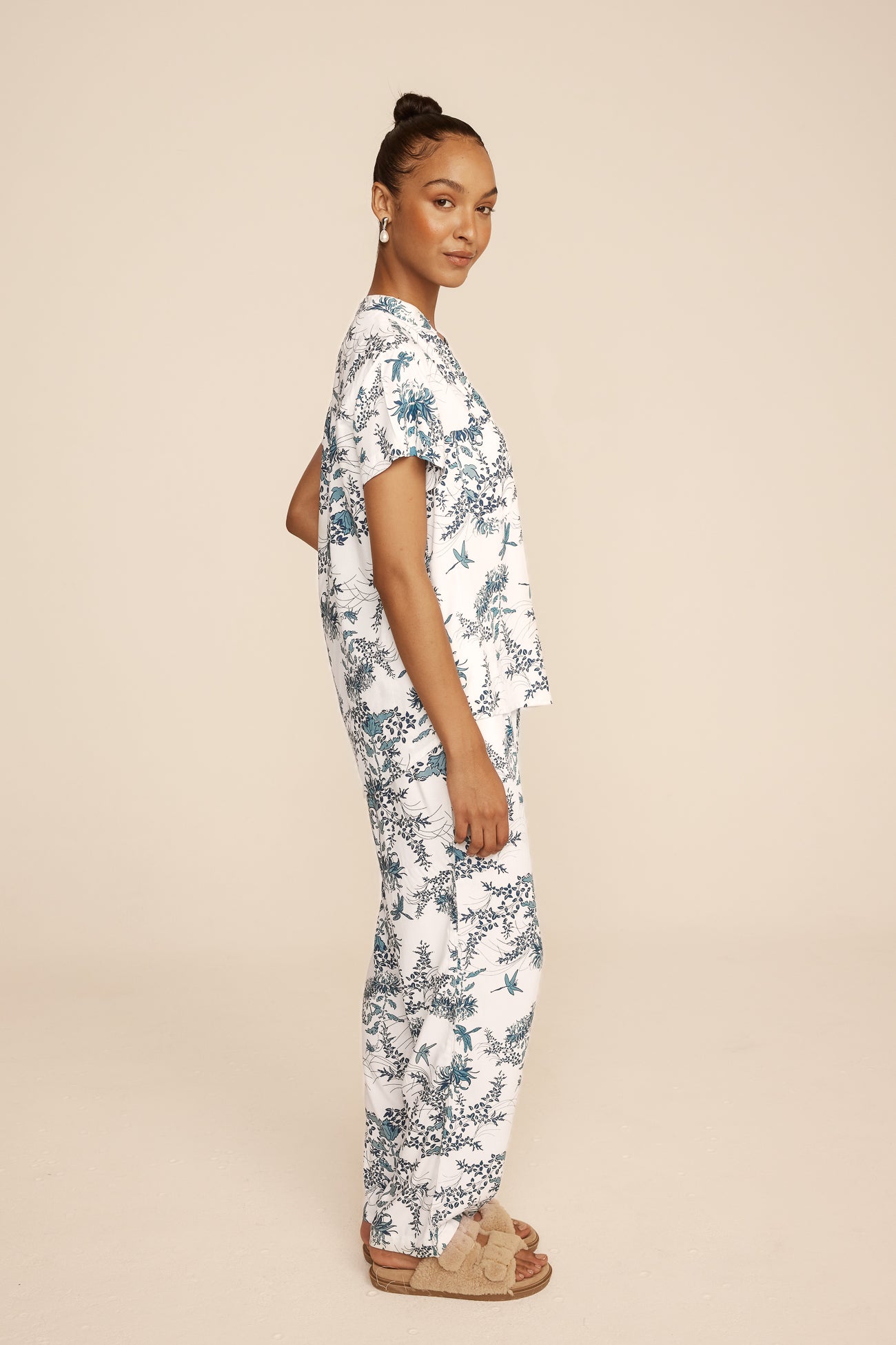 Maggie Pajama Set - Long Pants - Summer Toile - Aegean Blue